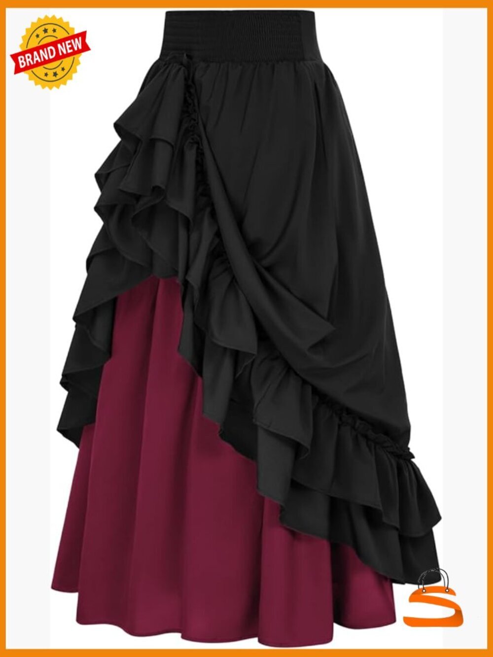 Victorian Maxi Skirt Renaissance Long Double-Layer Ruffle Skirt